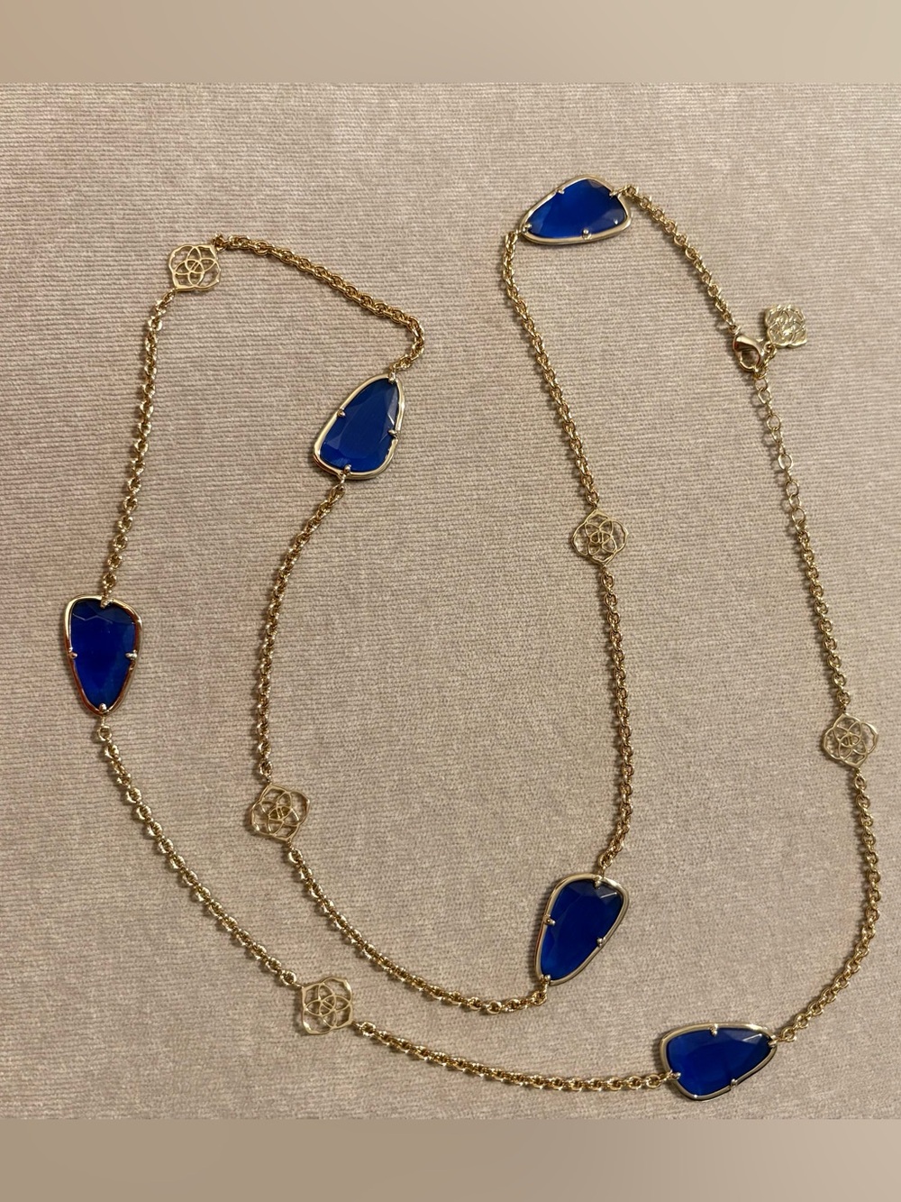 Kendra Scott Long Logo Station Necklace in Cobalt Blue